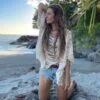 Chrochet Poncho -handmade- natural-