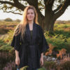 Kimono mit Blockprints -schwarz-