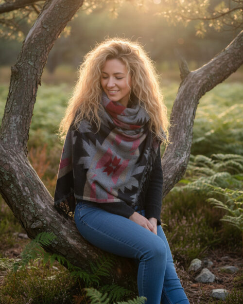 schal-boho-poncho-schwarz-bunt