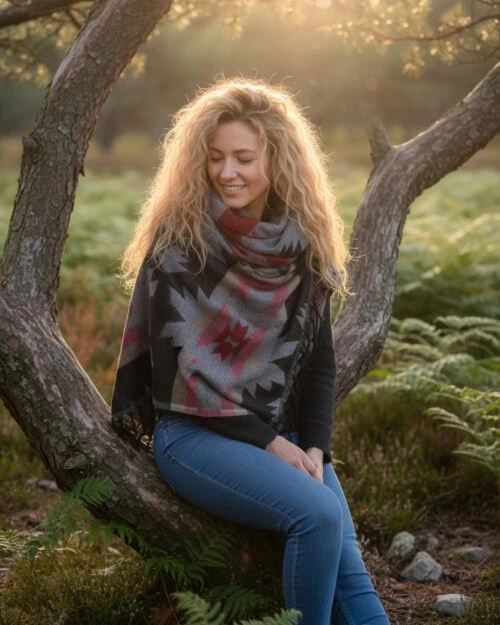 schal-boho-poncho-schwarz-bunt